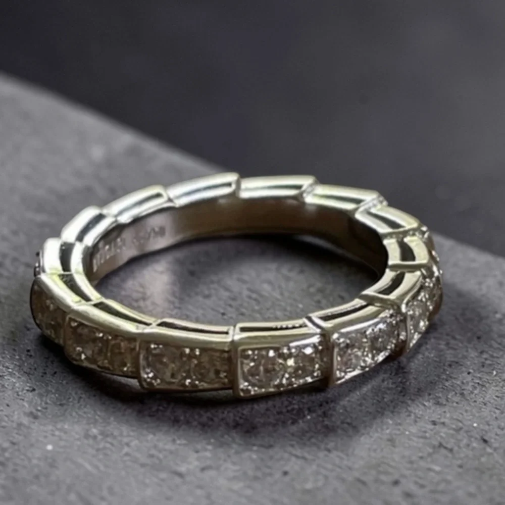 Snake Bone wedding Band 18K White Gold Plated Sterling Silver